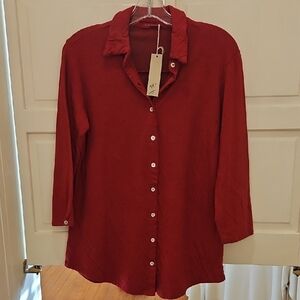 Cut Loose Women's Scarlet Button-Down knit Shirt